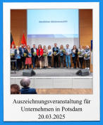 Auszeichnungsveranstaltung für Unternehmen in Potsdam 20.03.2025