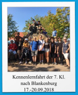 Kennenlernfahrt der 7. Kl. nach Blankenburg 17.-20.09.2018