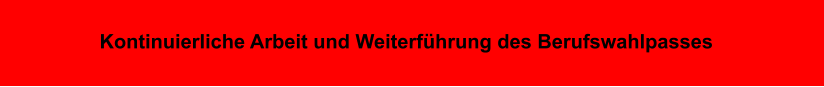 Kontinuierliche Arbeit und Weiterführung des Berufswahlpasses