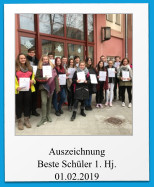 Auszeichnung Beste Schüler 1. Hj. 01.02.2019